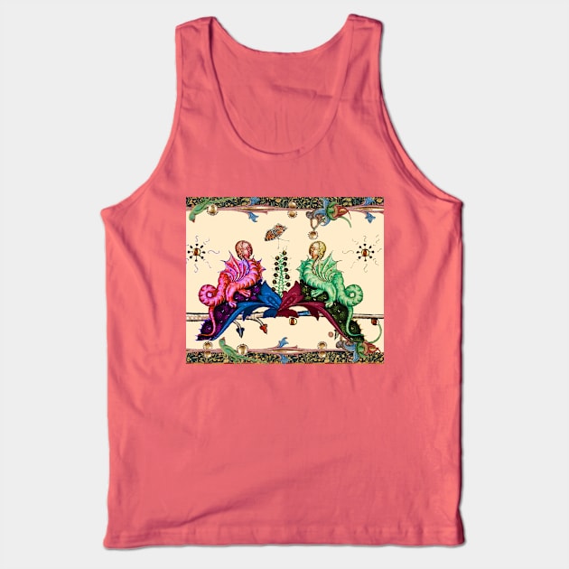 WEIRD MEDIEVAL BESTIARY RED GREEN HYBRID DRAGONS Tank Top by BulganLumini